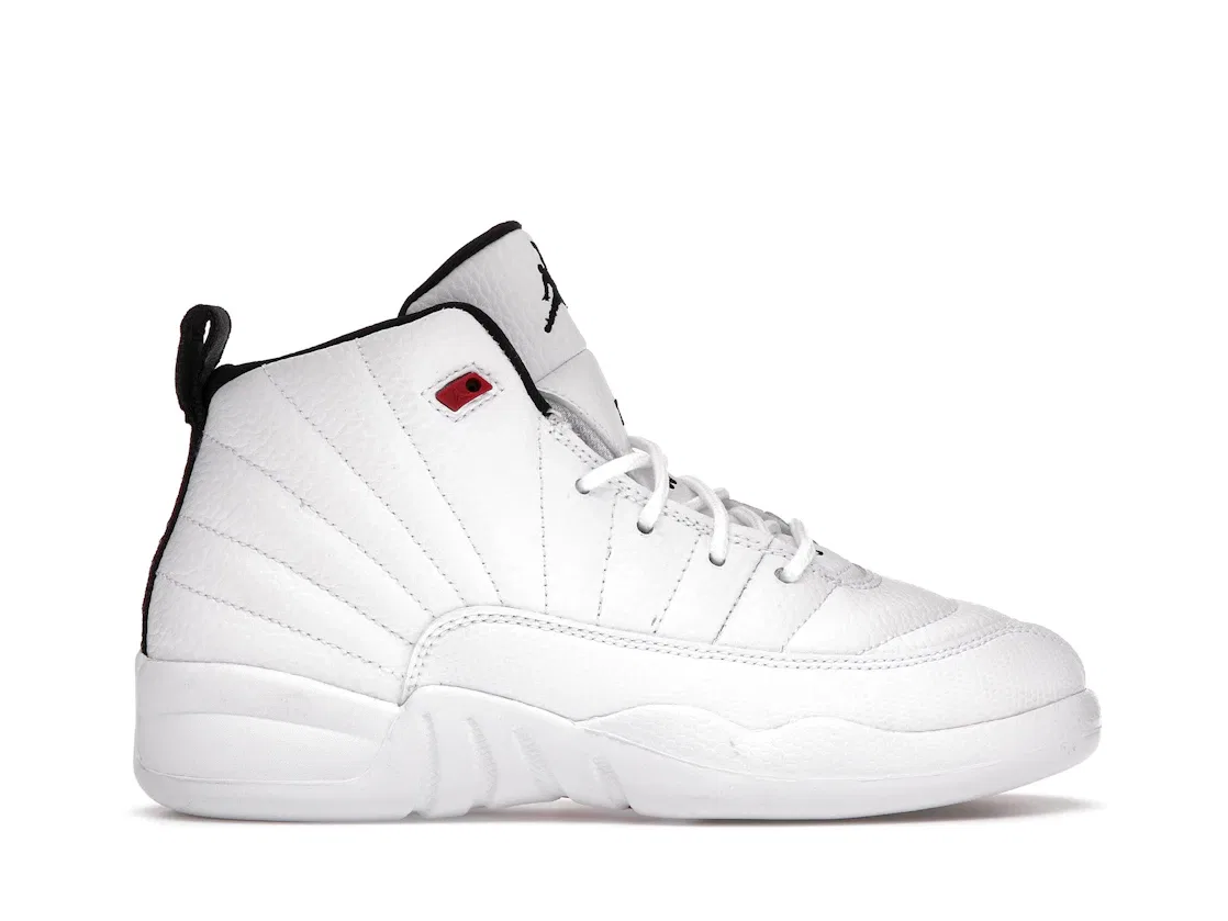 Детские кроссовки с принтом Jordan 12 Retro Jordan, White/Black-University Red