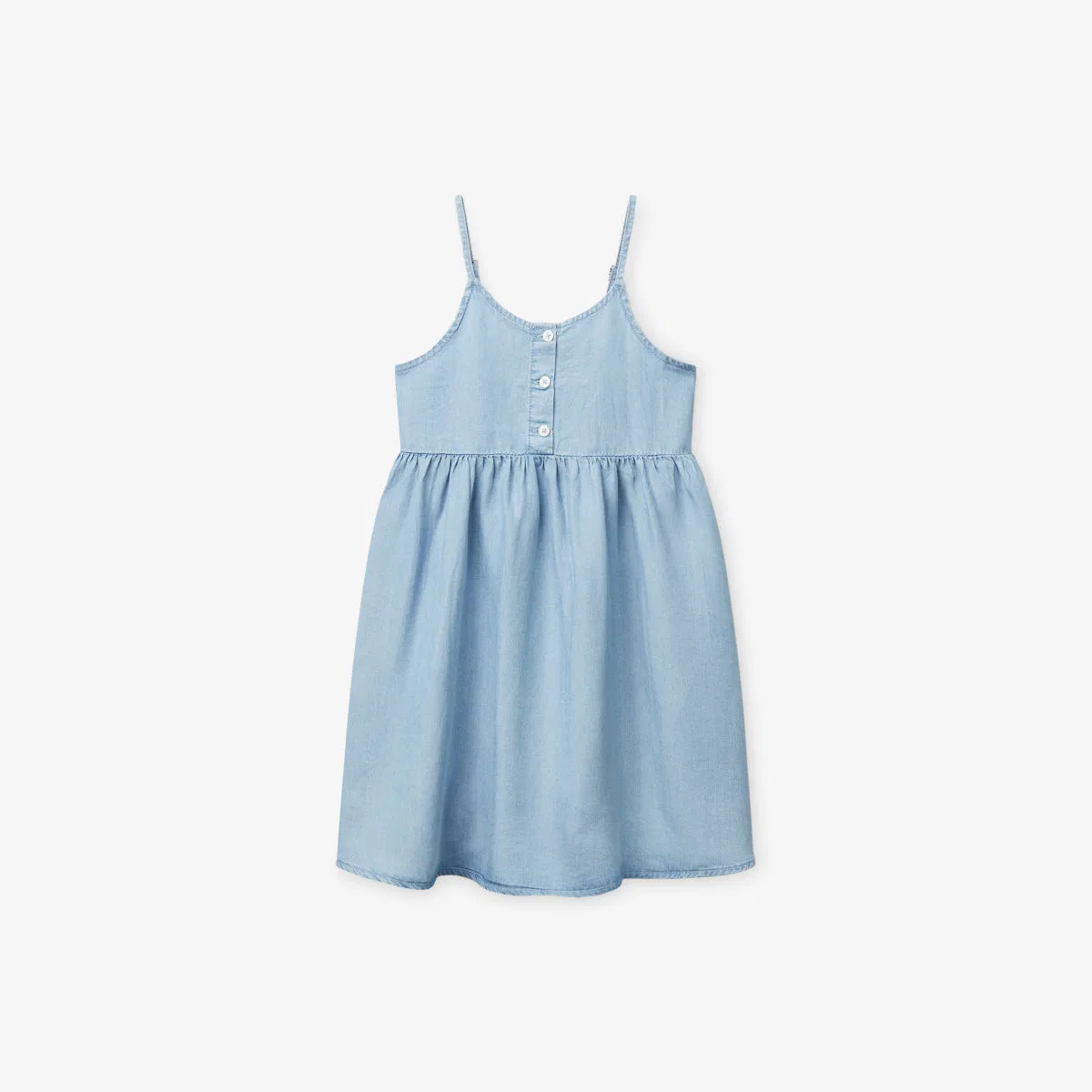 Расклешенное тканое платье из шамбре, 6-14 лет Benetton, светло-голубой