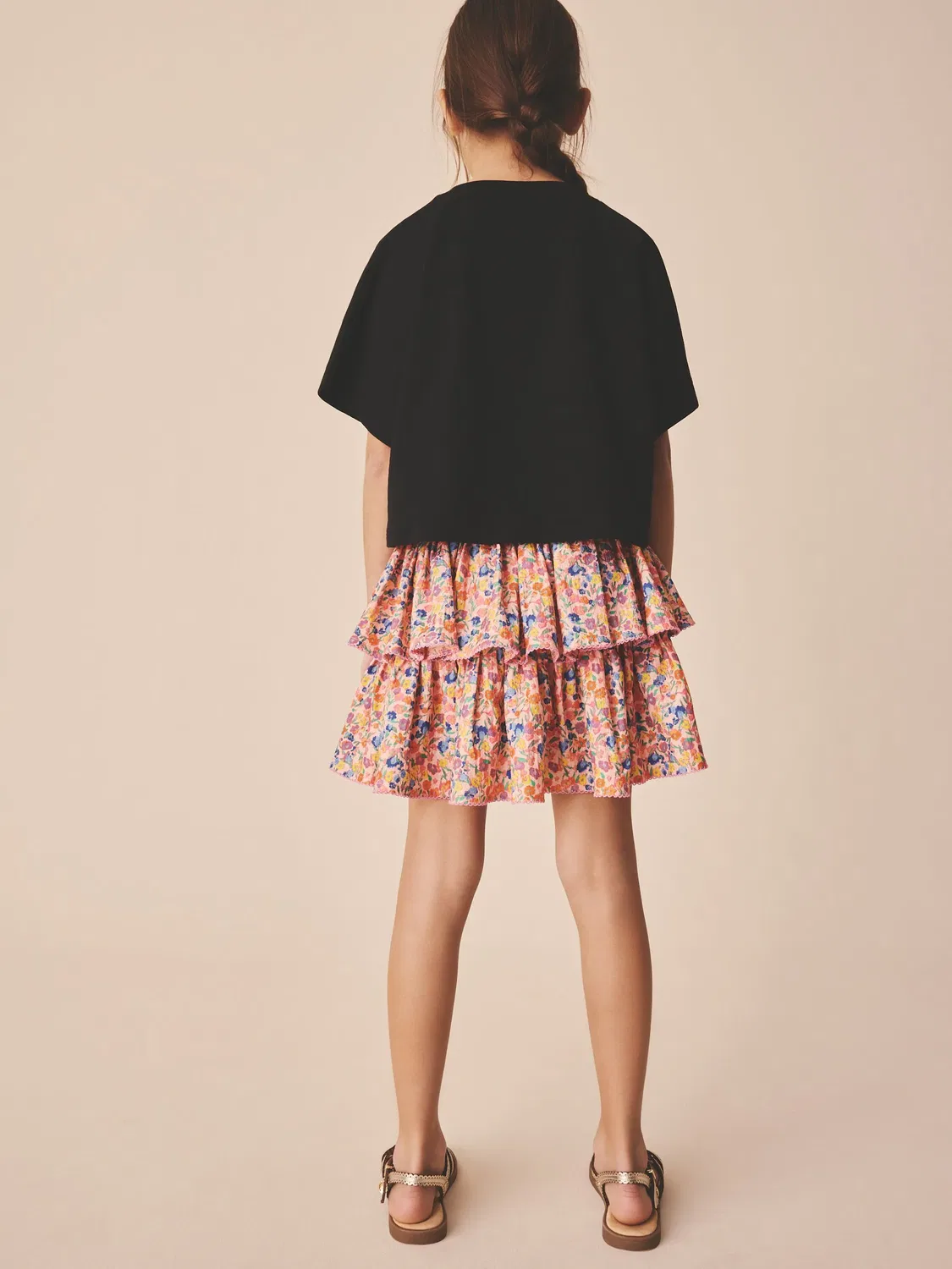 Юбка tiered с воланами, Pink/Orange Floral Next, розовый/оранжевый — фото 3
