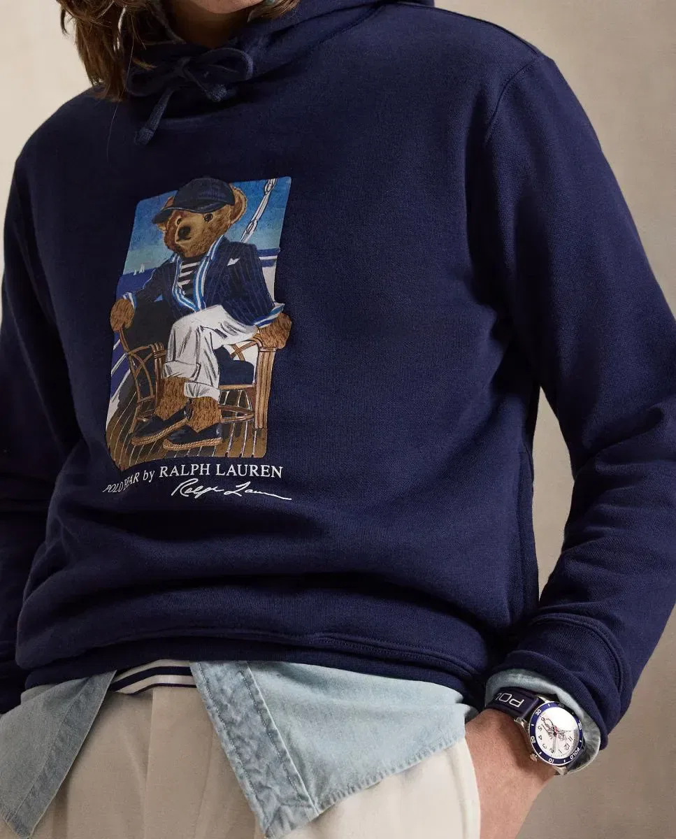Мужская худи с капюшоном с принтом Polo Bear Polo Ralph Lauren, Azul Marino — фото 3