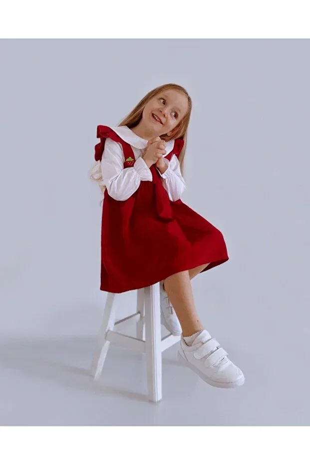 Детское платье-жилет для девочек с длинным рукавом Babyilay, Red — фото 2