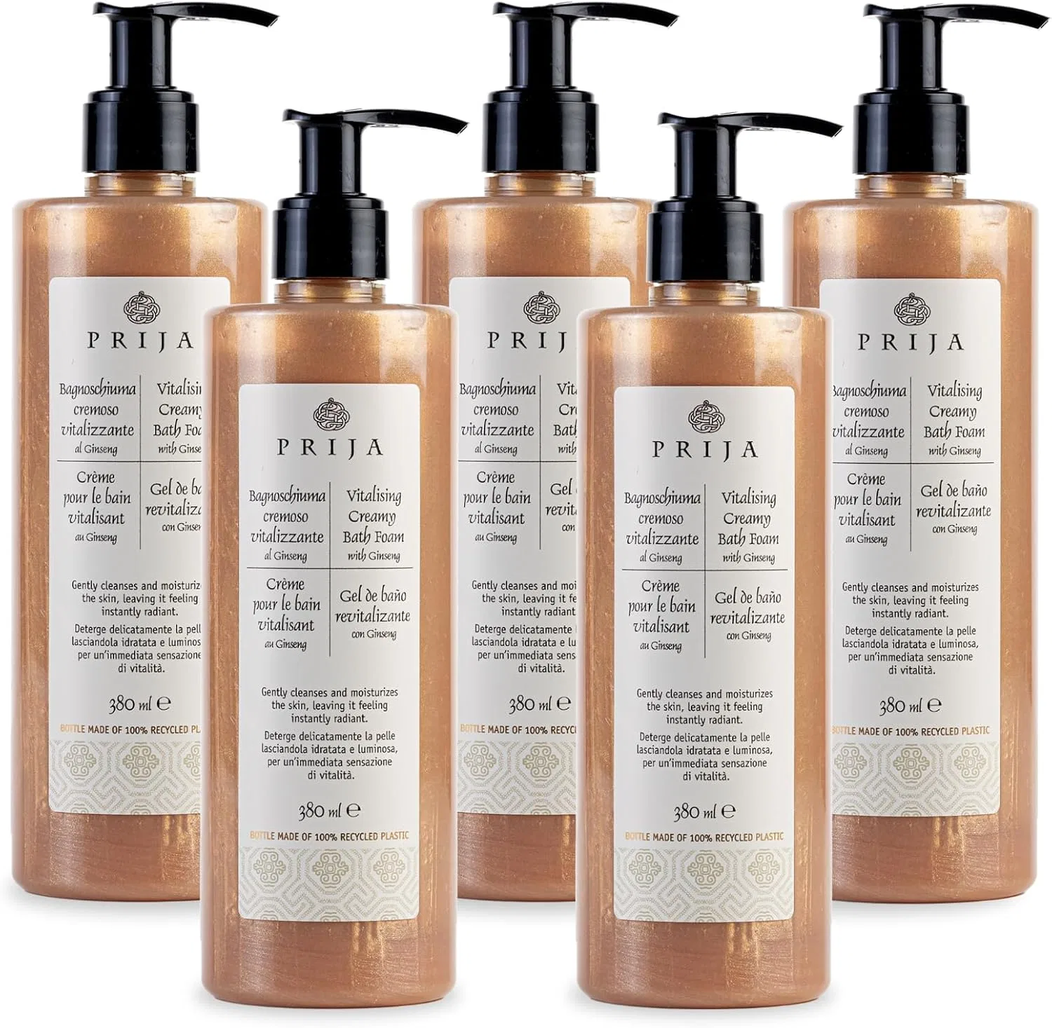 Пена для ванны Prija Revitalising Creamy Bath Foam, 5 x 380 мл, Warm, earthy fragrance