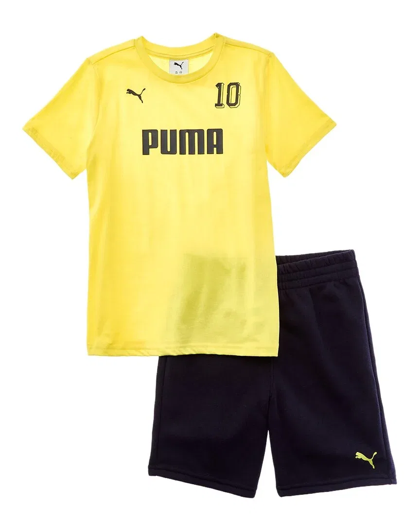 Детский комплект футболки и шорт с принтом PUMA 2pc T-Shirt & Short Set, желтый