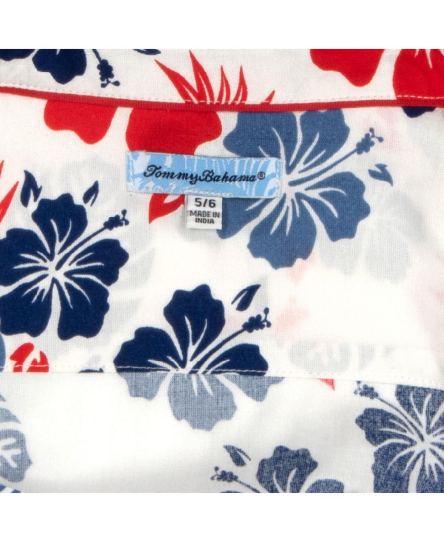 Классическая тканая рубашка на пуговицах для мальчиков Tommy Bahama, Blue/red floral — фото 3