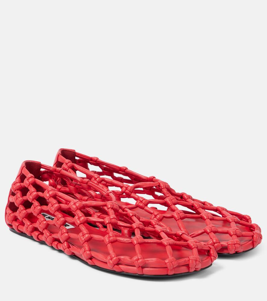 Плоские туфли из кожи с узлом Jil Sander, Rouge