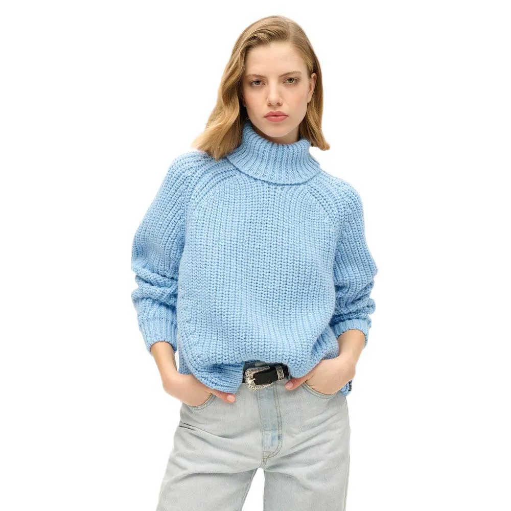 

Свитер Superdry Slouchy Stitch high neck, синий