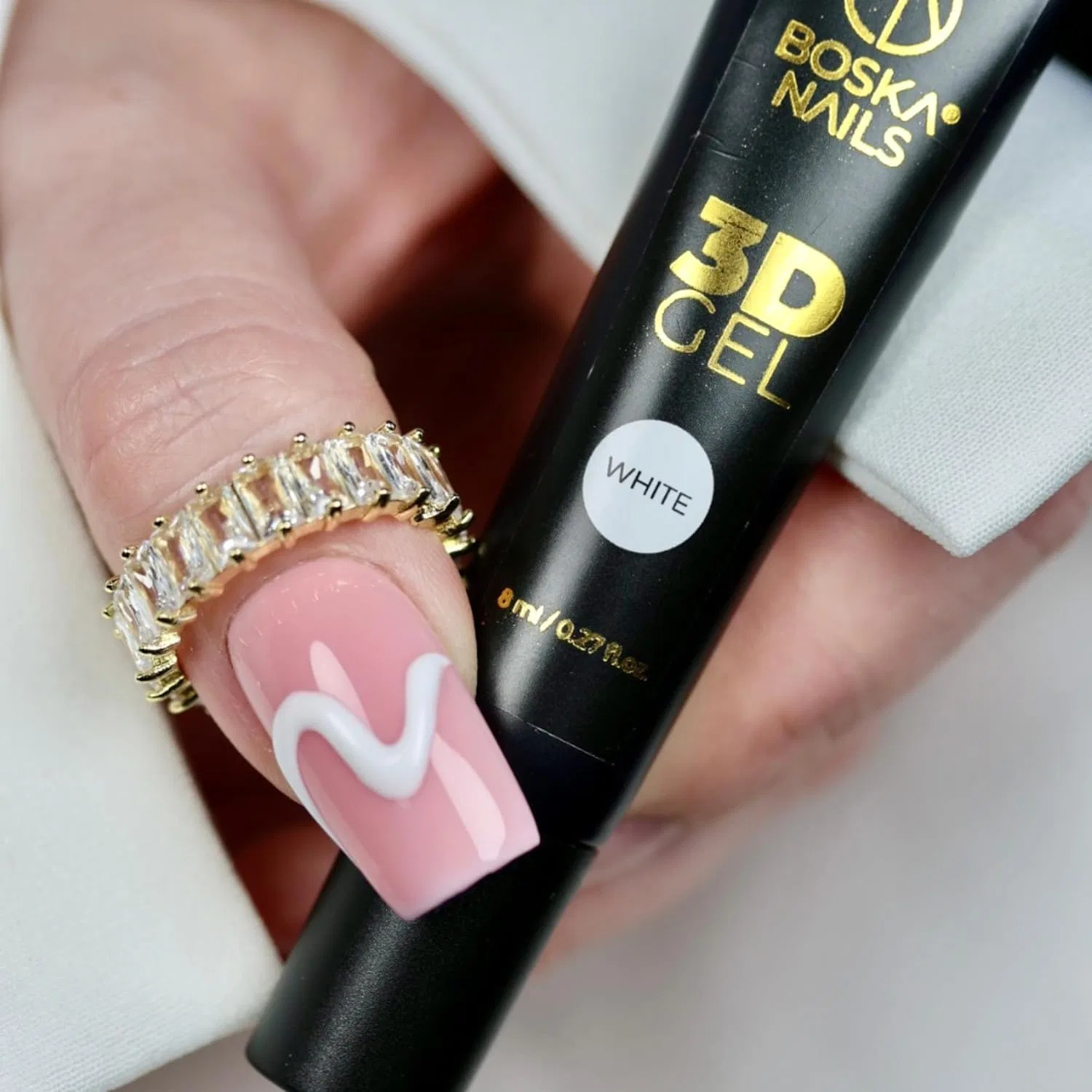 Белый 3D УФ-гель для дизайна ногтей, 8 мл Boska Nails, White — фото 2