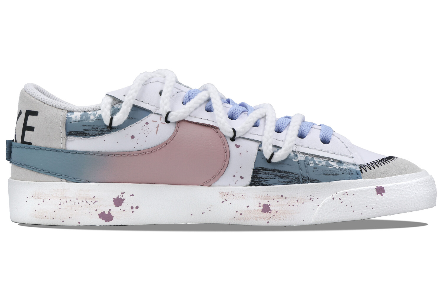 

Кроссовки Nike Blazer Skateboarding Shoes Men Low-top Blue/pink/white, белый