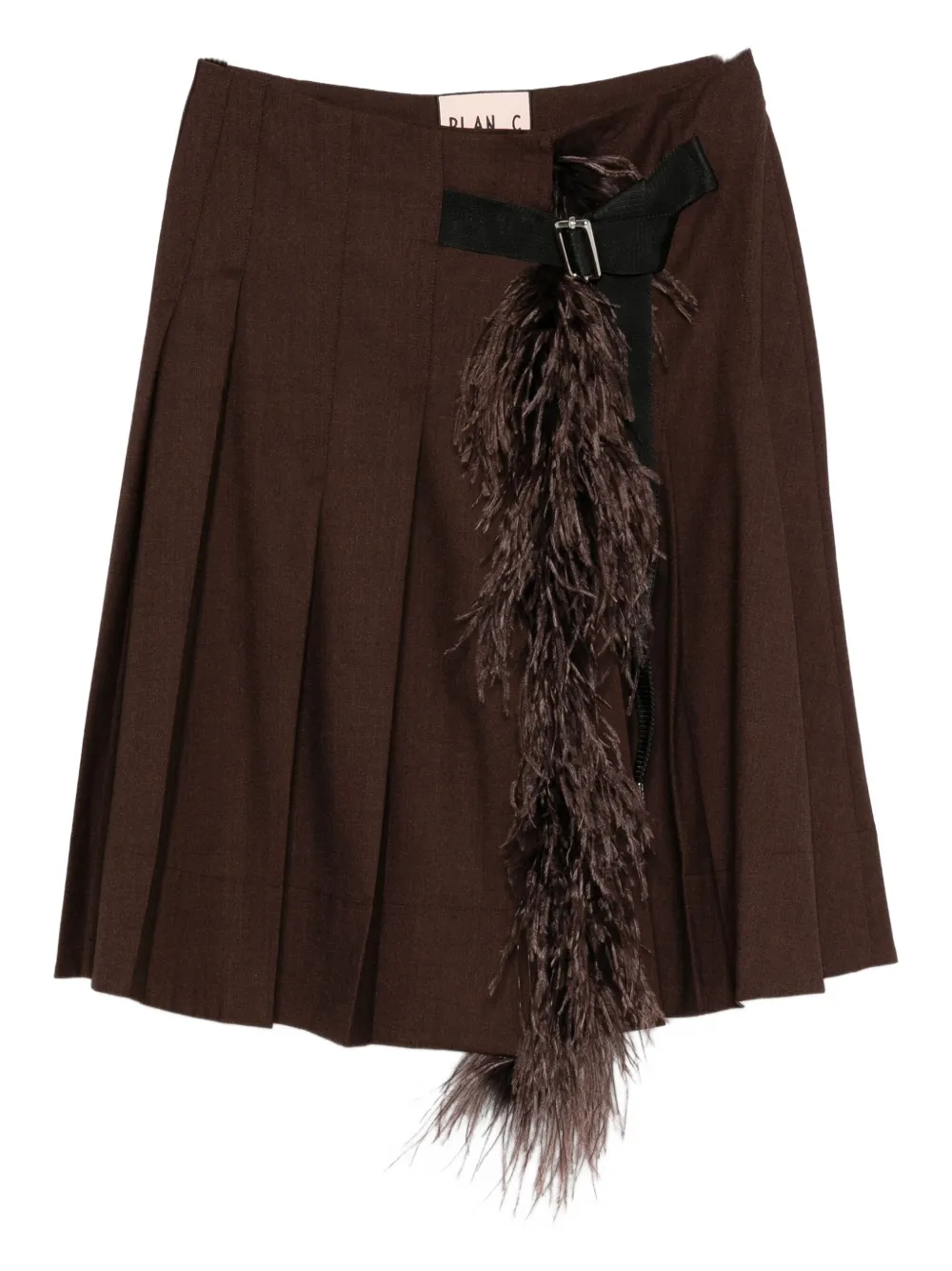 

Плиссированная юбка миди с перьями Plan C, коричневый