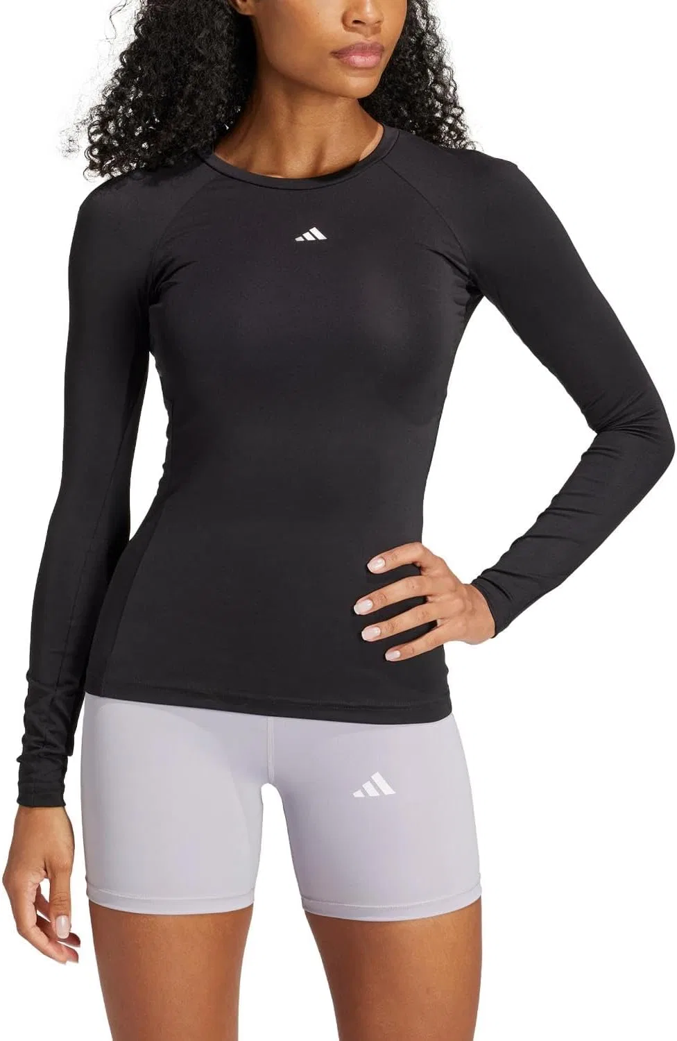Женская футболка с длинным рукавом adidas Techfit, Black — фото 2