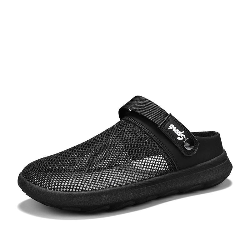 

SHOUBA ПВХ поливинилхлоридные износостойкие закрытые тапочки мужские черные, цвет Black