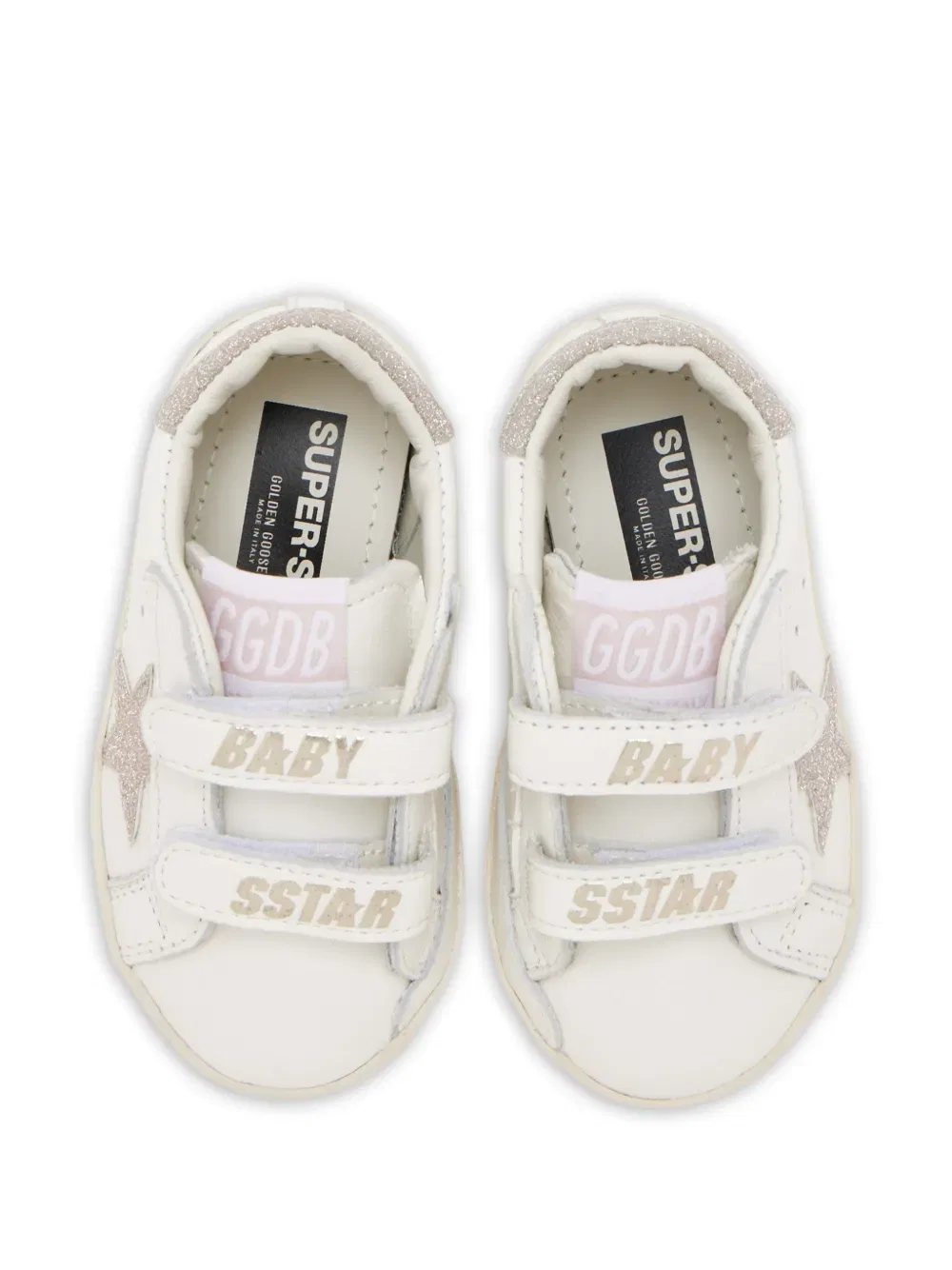 Кроссовки с блестящими звездочками на ремешках Golden Goose Kids, белый — фото 3
