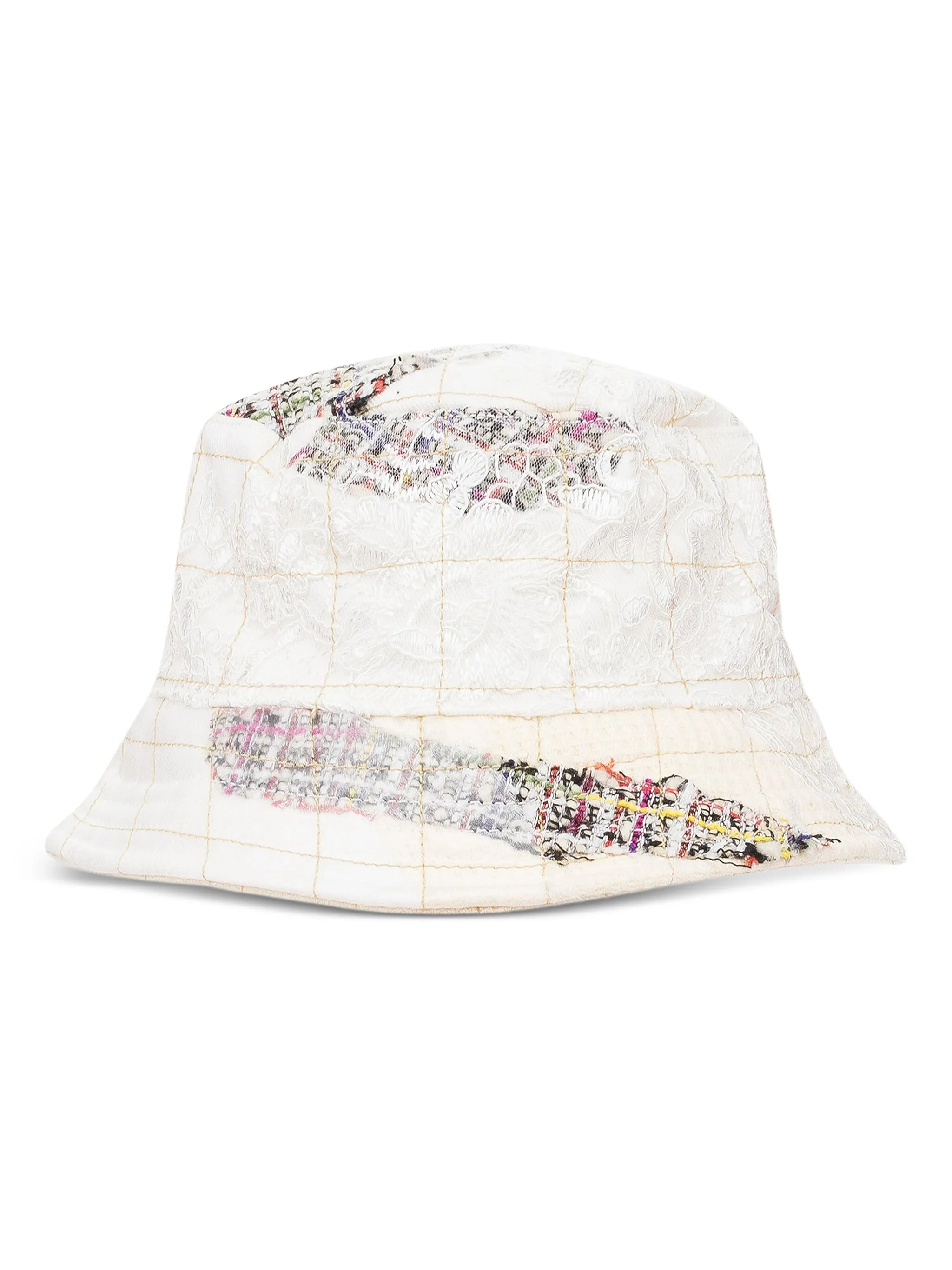 

Твидовая панама в технике пэчворк Who Decides War, белый