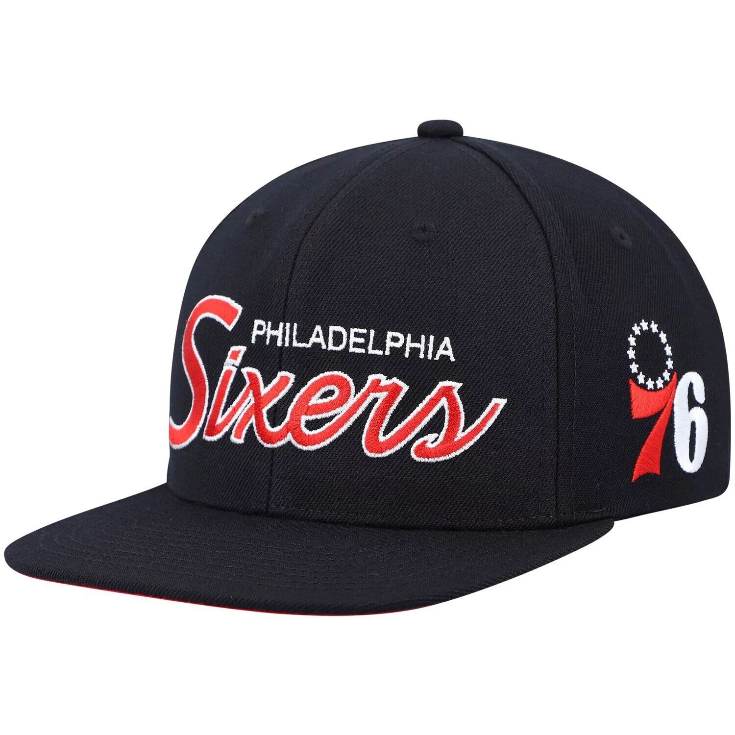 

Мужская черная кепка Mitchell & Ness Philadelphia 76ers Hardwood Classics Script 2.0 Snapback