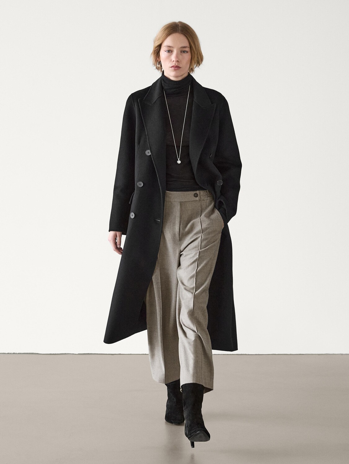 

100% шерстяные брюки-бочки Massimo Dutti, песочный, Коричневый, 100% шерстяные брюки-бочки Massimo Dutti, песочный