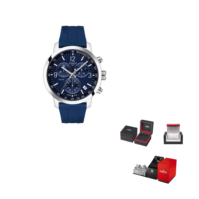 

TISSOT Часы Junchi 200 Series Quartz Movement Men's Watch Watch 42mm Blue Dial Stainless Steel Case Rubber Strap, Blue Dial