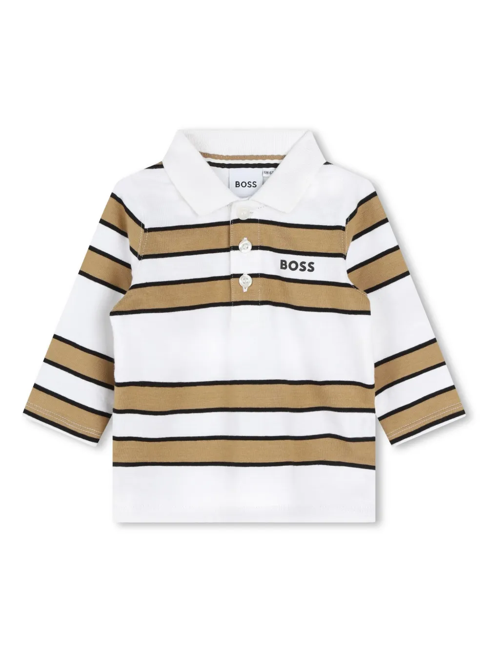 

Рубашка поло в полоску с логотипом BOSS Kidswear, белый