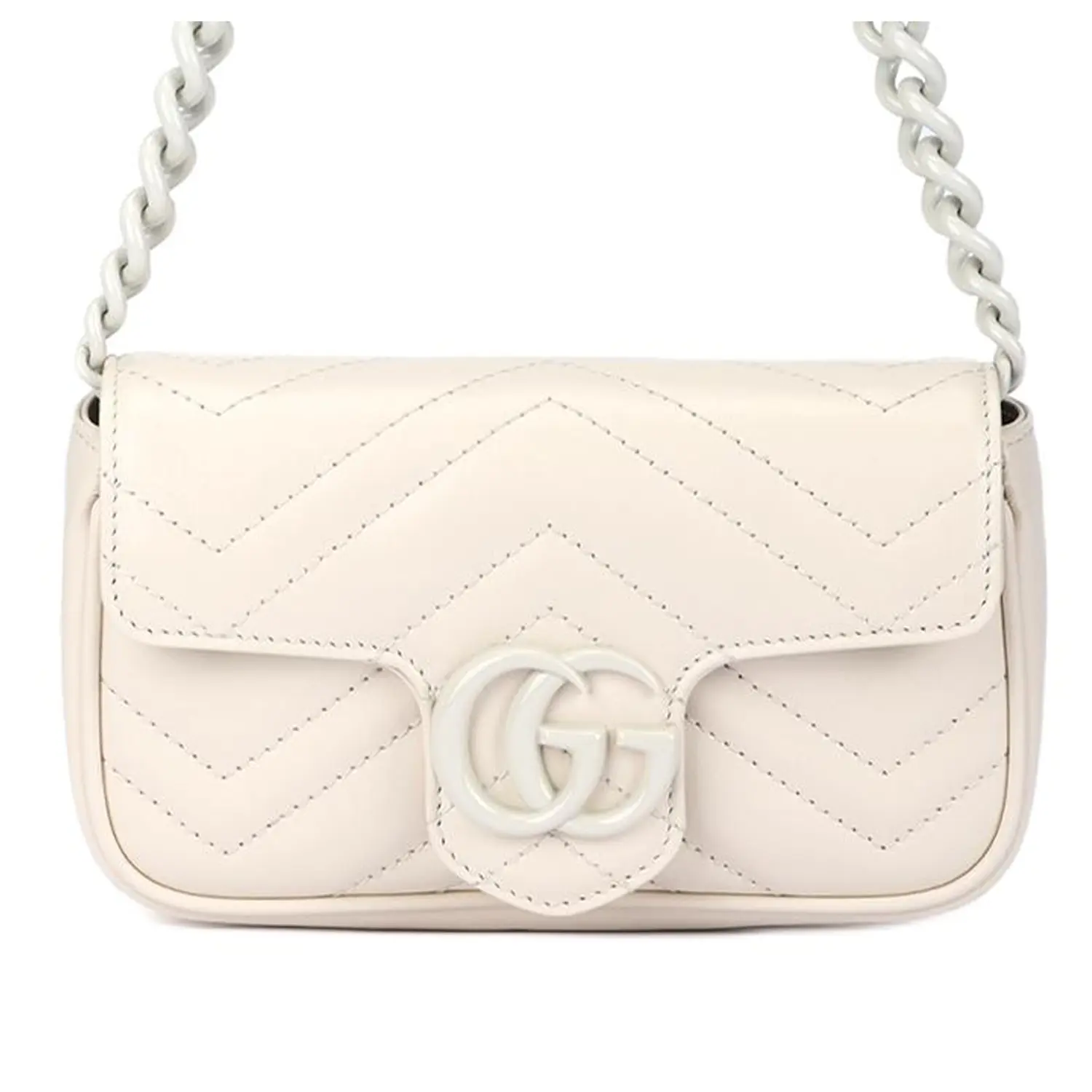 

Gucci Сумка-пояс GG Marmont V-образной формы из стеганой кожи с клапаном, женская, очень маленькая, белая