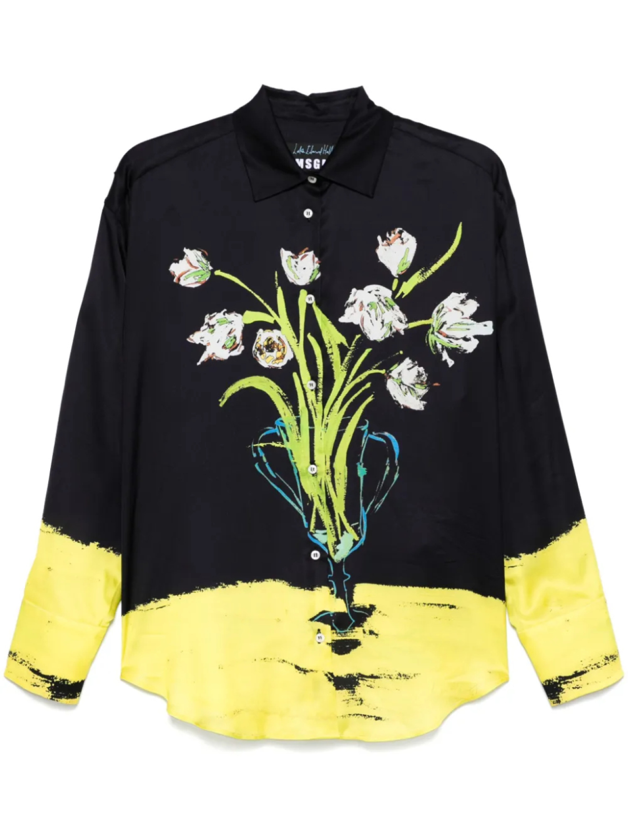 

MSGM рубашка с цветочным принтом, черный