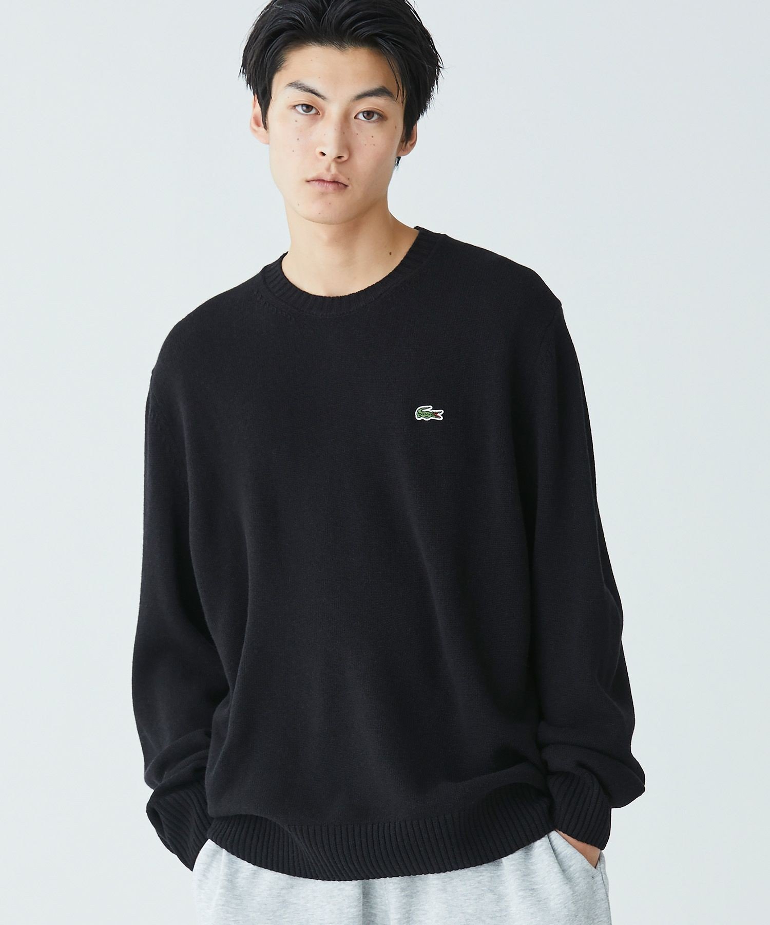 Вязаный шерстяной свитер LACOSTE, Black