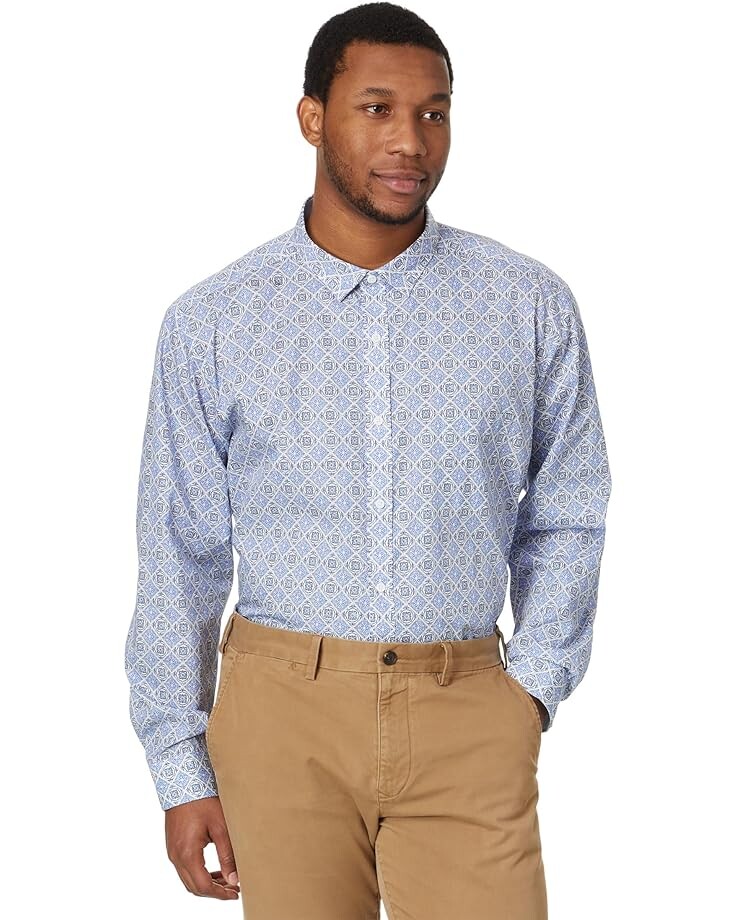 

Рубашка Johnston & Murphy Mosaic Tile Print Shirt, синий