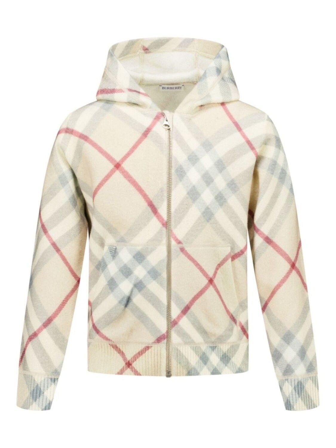 

Толстовка с капюшоном Burberry Kids в клетку, серый