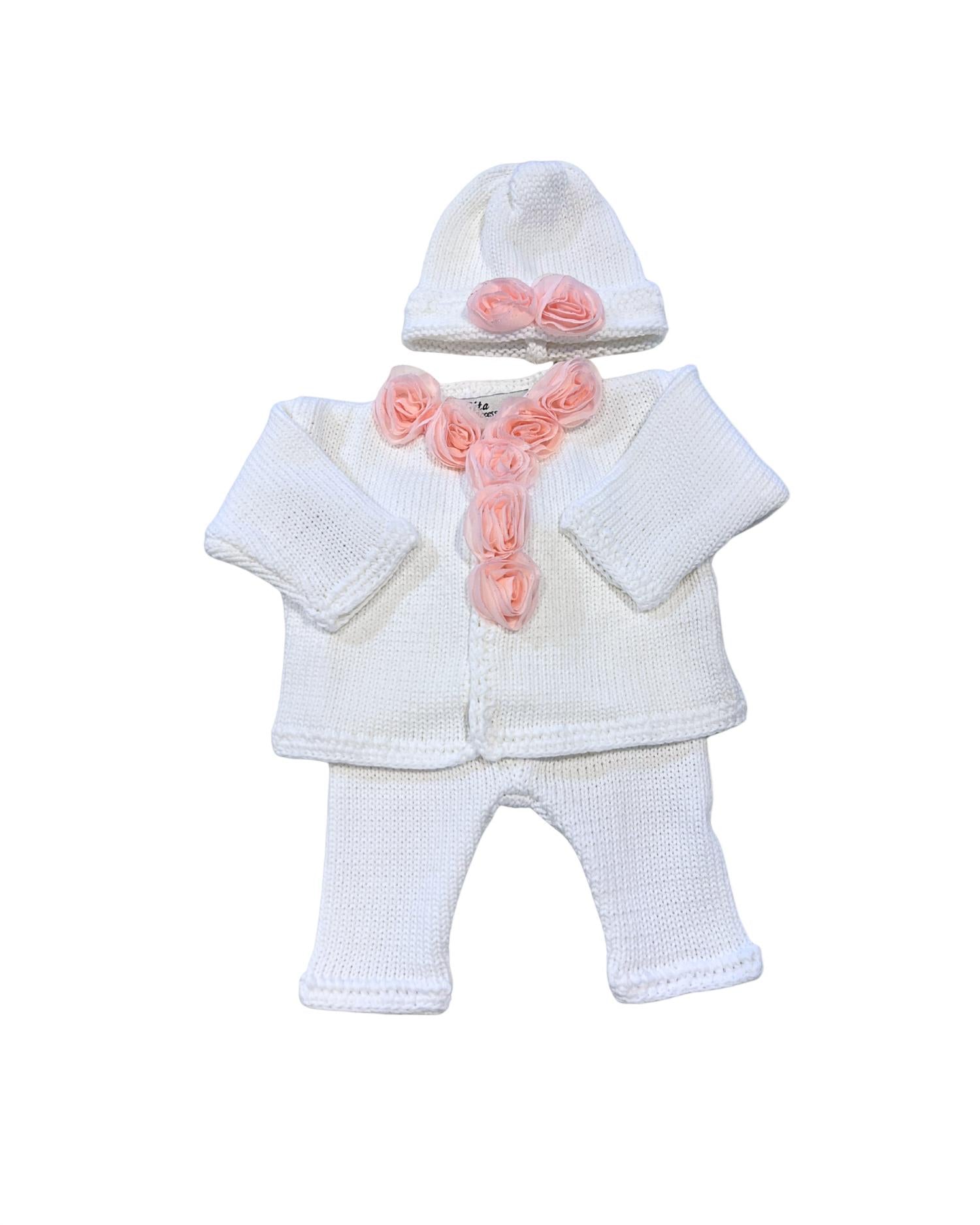 

Женский свитер из двух частей с розовыми шифоновыми цветами белого цвета Gita, белый