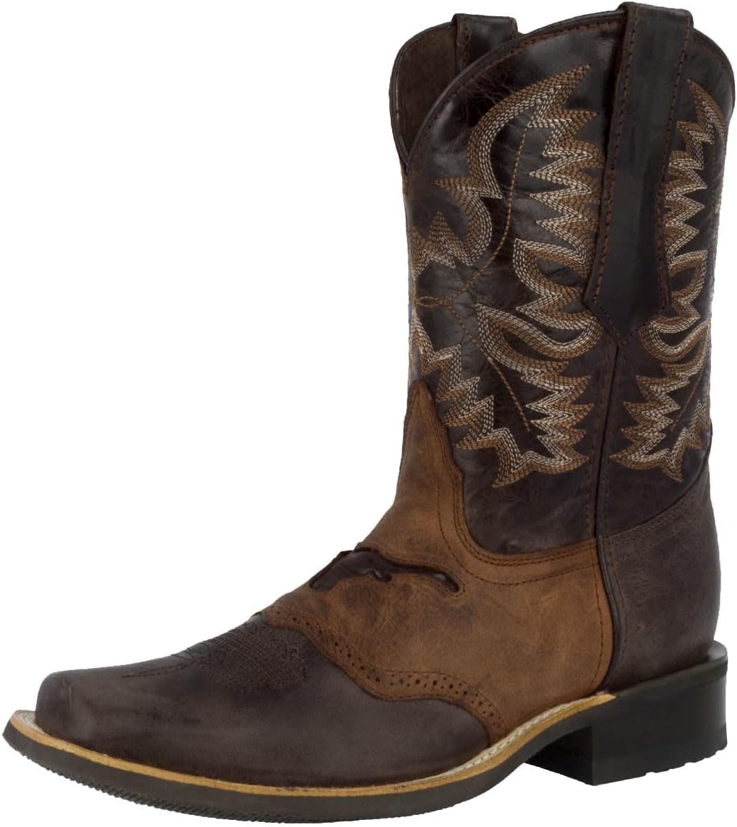 

Мужские коричневые ковбойские сапоги Texas Legacy с кожей, Западный стиль, с изображением быка Longhorn, квадратный носок