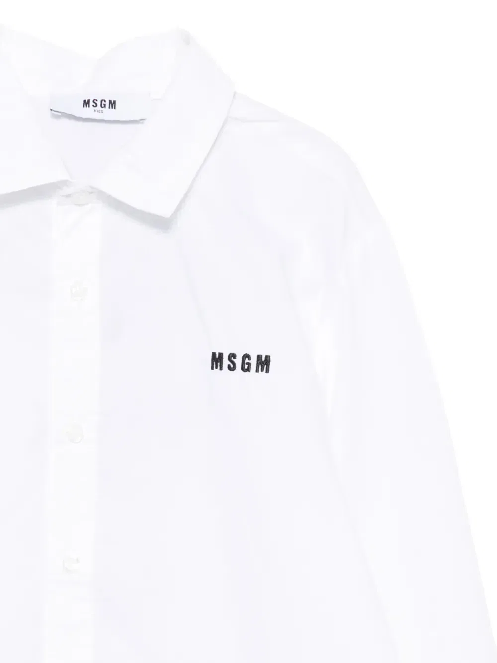 Рубашка с вышитым логотипом и принтом-слоганом MSGM Kids, белый — фото 3