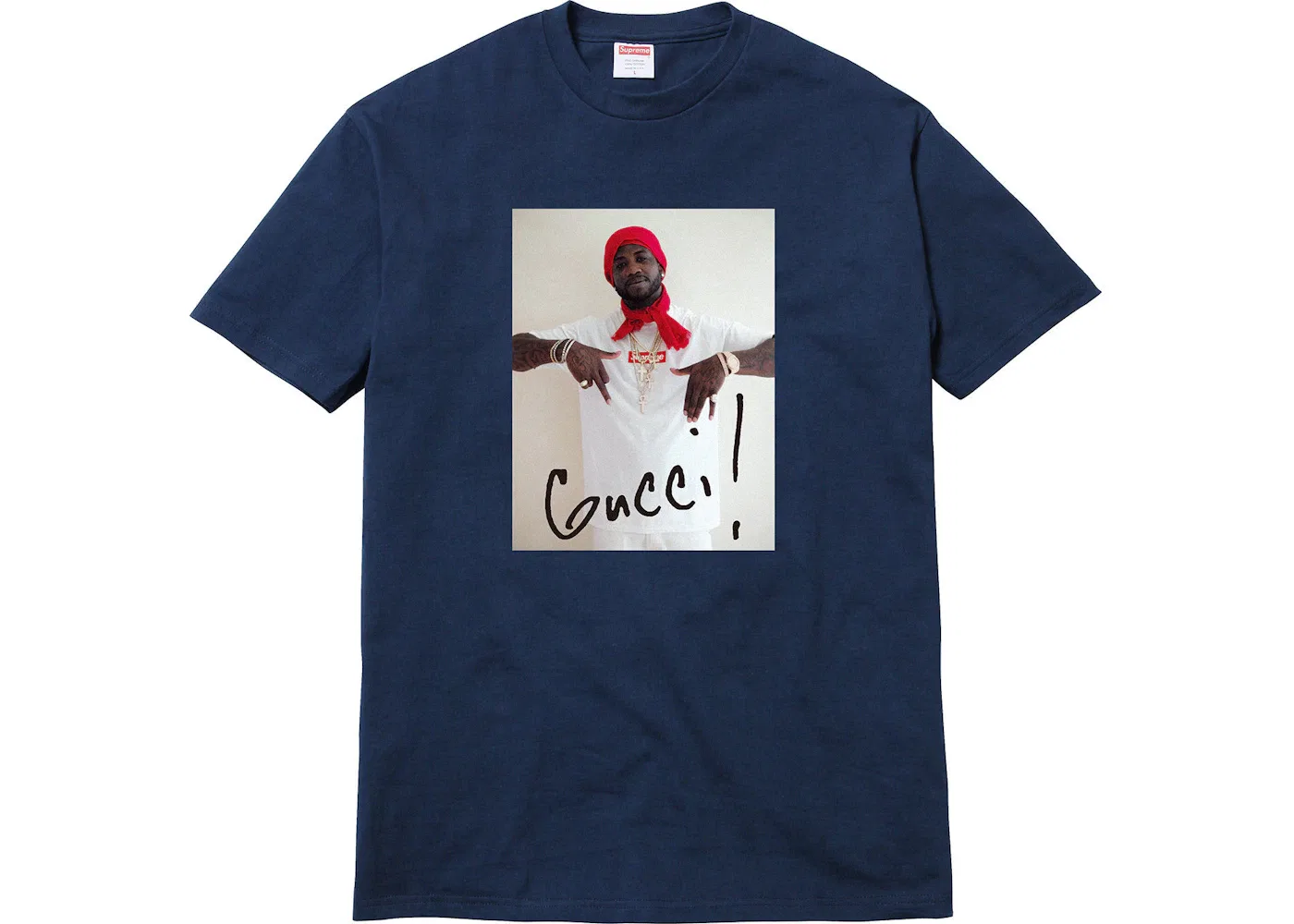 Мужская футболка с принтом Supreme Gucci Mane Tee Supreme, Navy