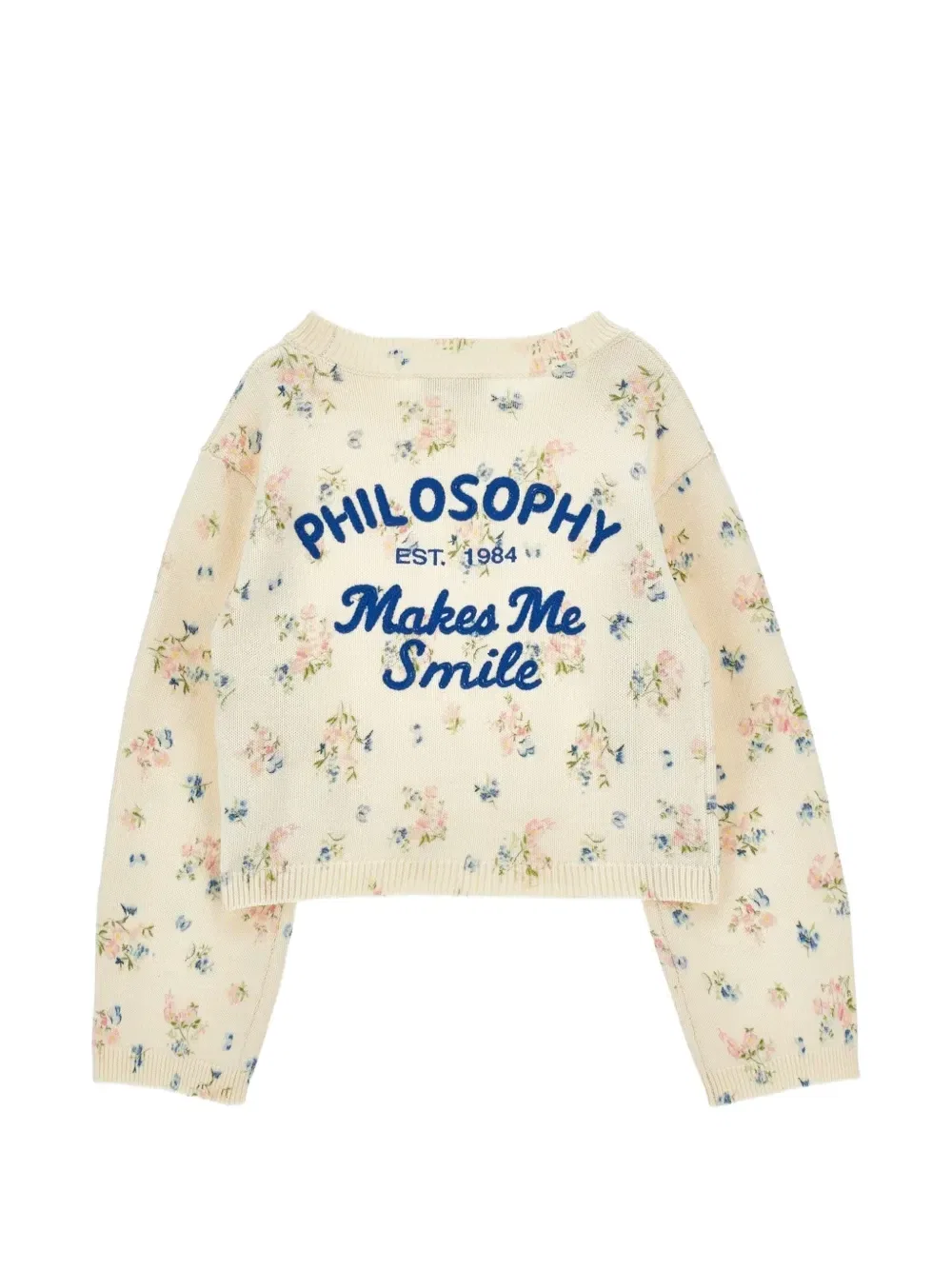 Свитер с цветочным принтом и вышивкой Philosophy Di Lorenzo Serafini Kids, бежевый — фото 2