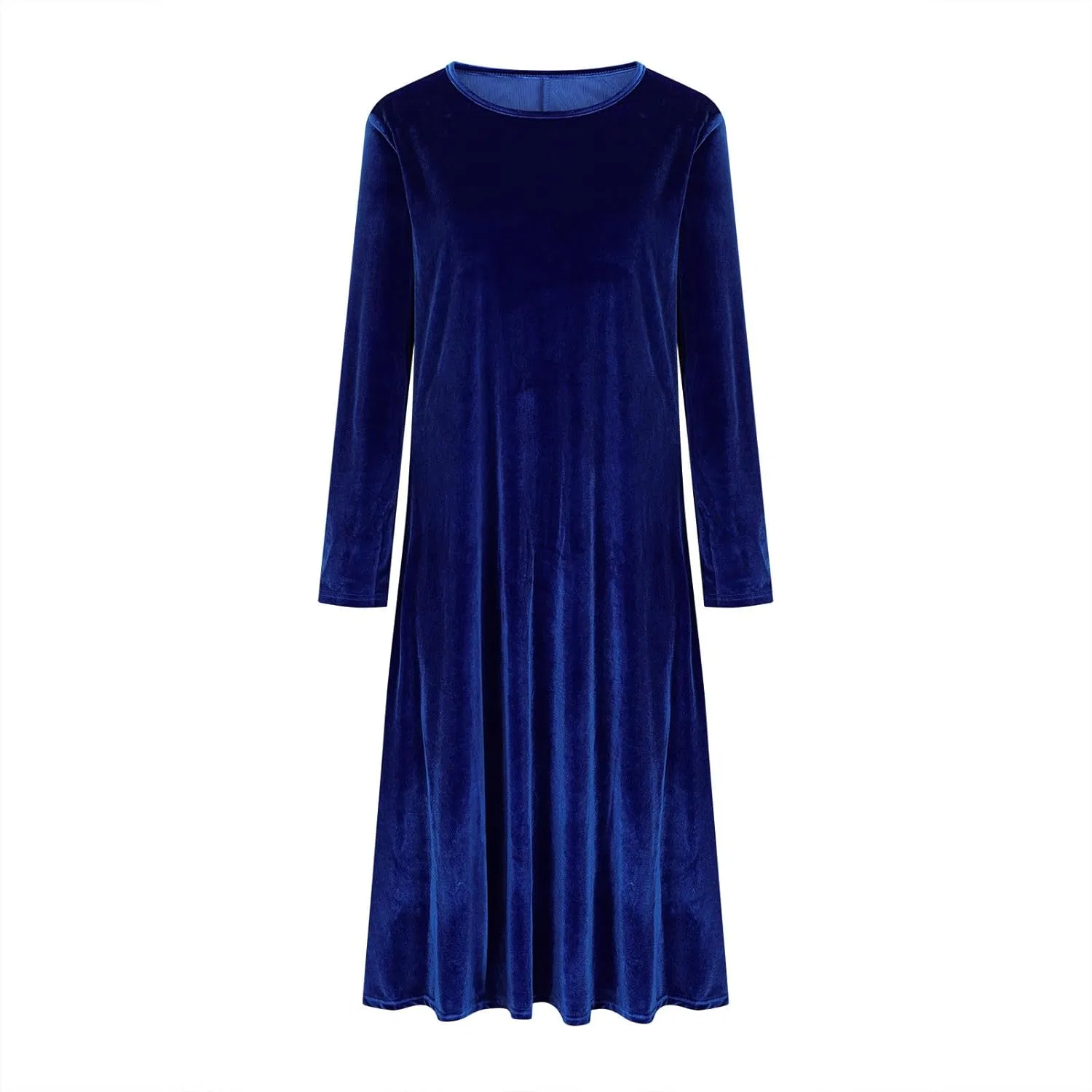 Женское свободное платье миди с длинным рукавом, Blue