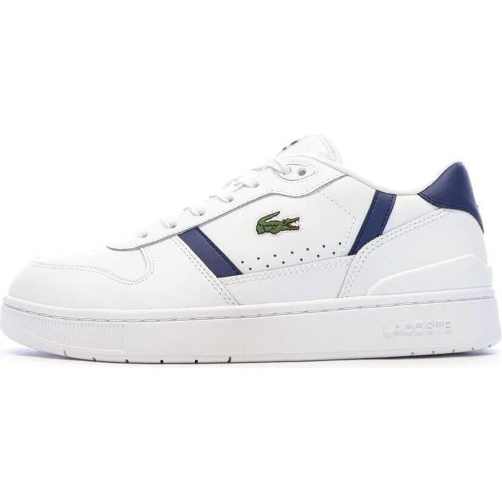 Детские кроссовки кожаные на шнуровке T-Clip Lacoste, White Blue
