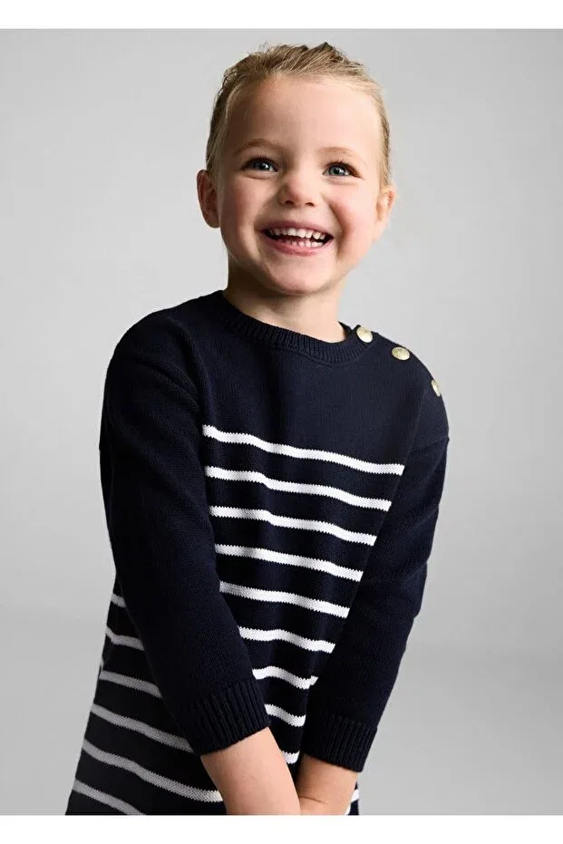 Детское платье для девочек в полоску Mango Baby, Navy Blue