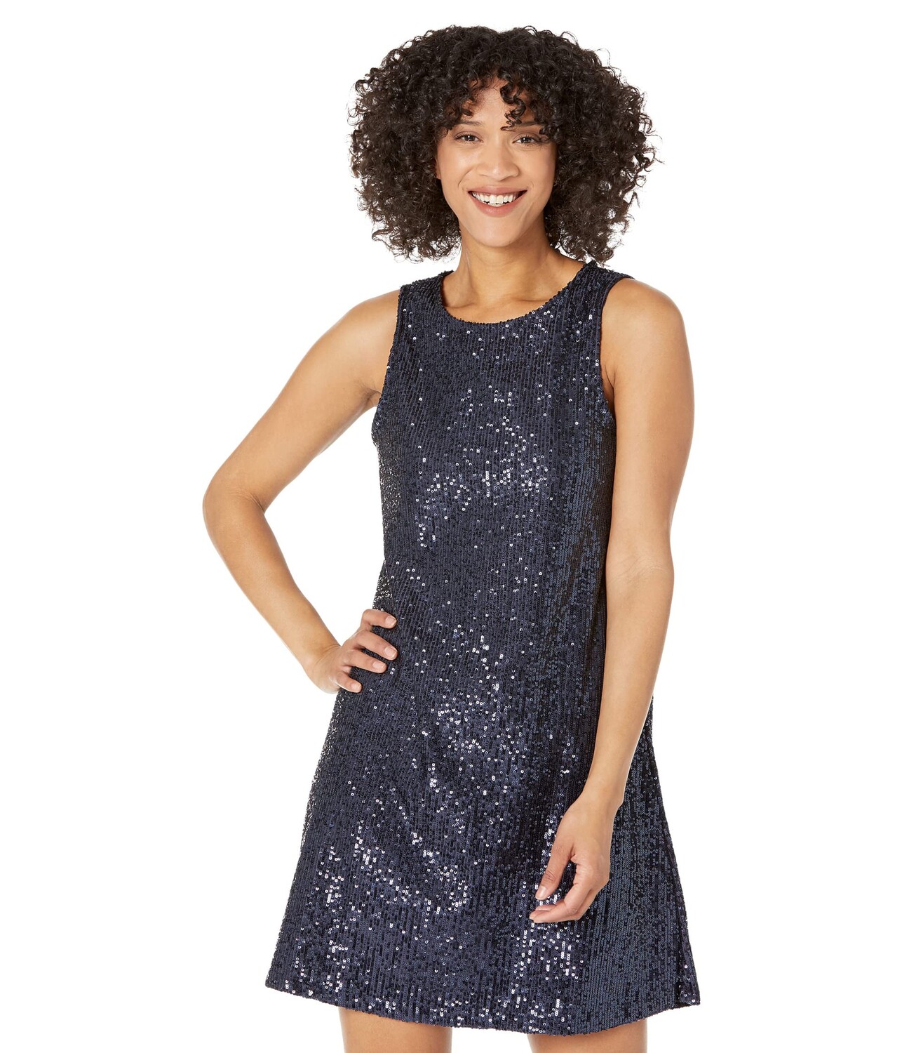 

Платье MARINA, Sleeveless A-Line Sequin Shift Short Dress All Over Sequins