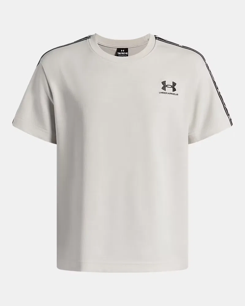 Футболка для мальчиков свободного кроя с лентой на рукавах UA Icon Taped UnderArmour, Summit White/Black