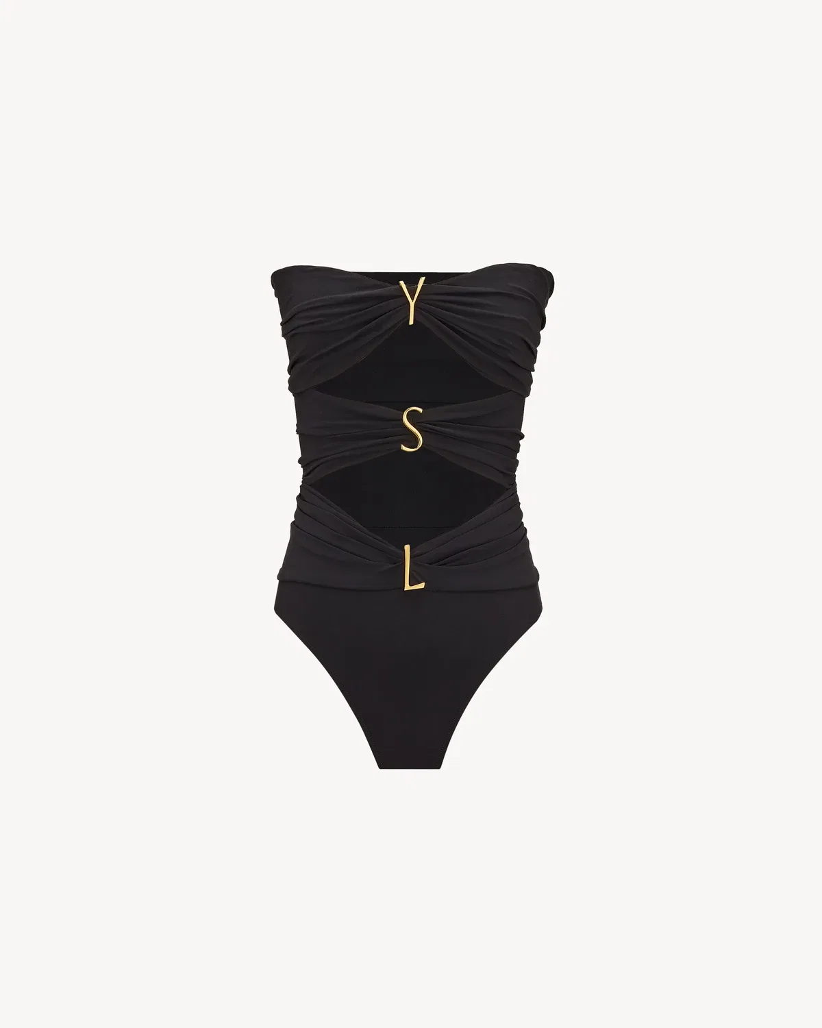 Пляжный костюм YSL без бретелек SAINT LAURENT, черный