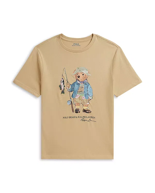 Детская футболка хлопковая Polo Bear Ralph Lauren, кремовый