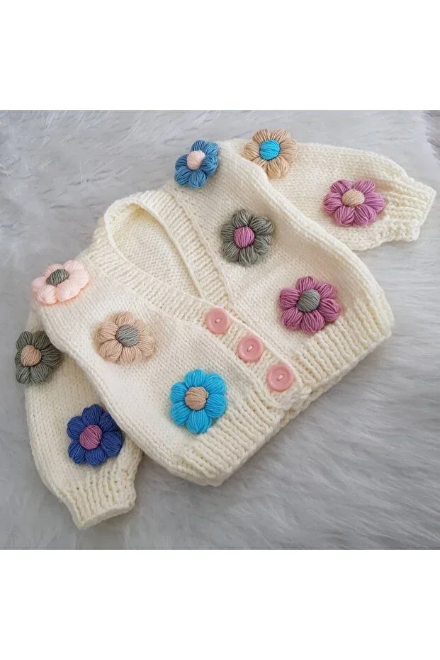 Детский кардиган с ручной вышивкой El Örgüsü, Multicolored