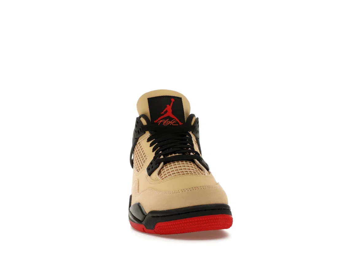 Детские кроссовки Lifestyle с цветовым блоком Jordan 4 Retro, Fire Red/Sesame/White/Starfish — фото 2