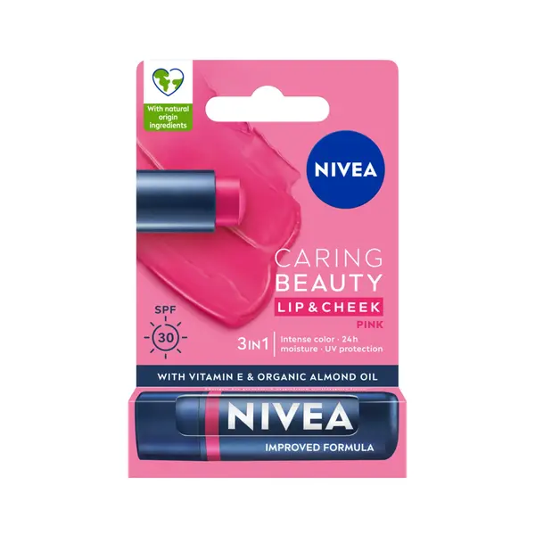 

Питательная розовая помада, 4,8 г Nivea Caring beauty 3w1