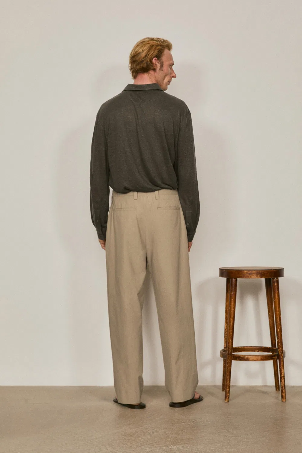 Брюки из хлопкового поплина с вытачками - лимитированная серия Massimo Dutti, Ochre — фото 3