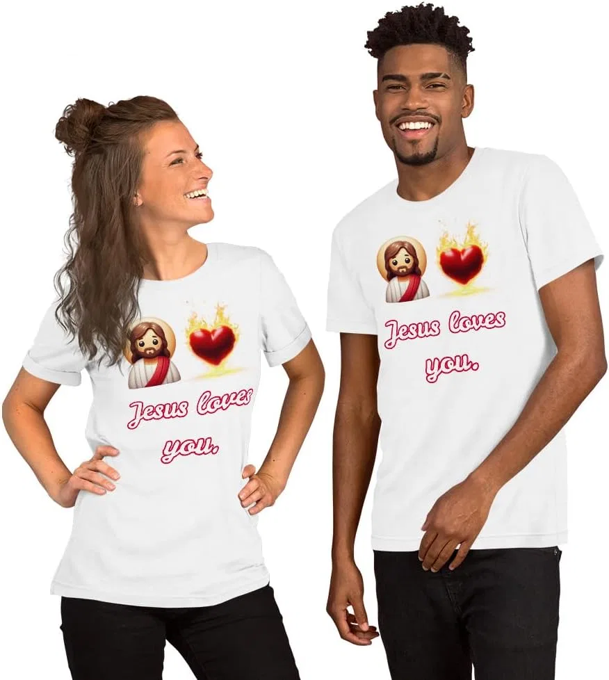 Мужская футболка с надписью Jesus Loves You 3001, White