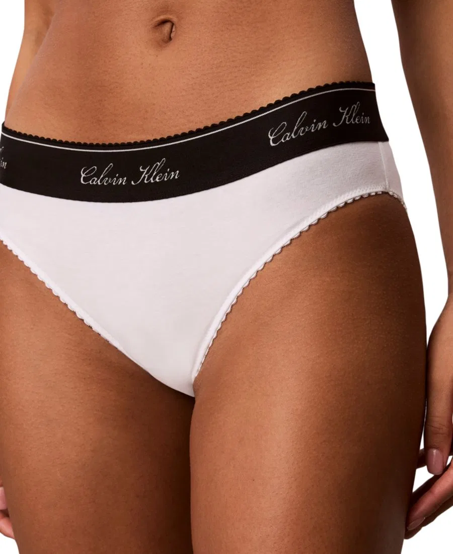 Трусы-бикини Calvin Klein Icon Cotton-Modal Blend Script Bikini, QF9073, White