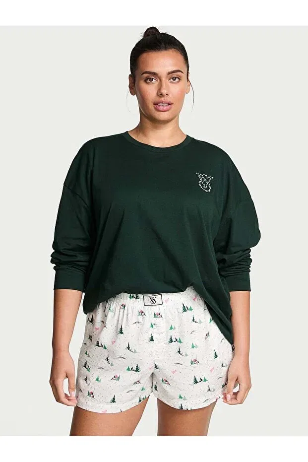 Женский комплект пижамы из фланели с длинным рукавом Victoria'S Secret, Dark Green