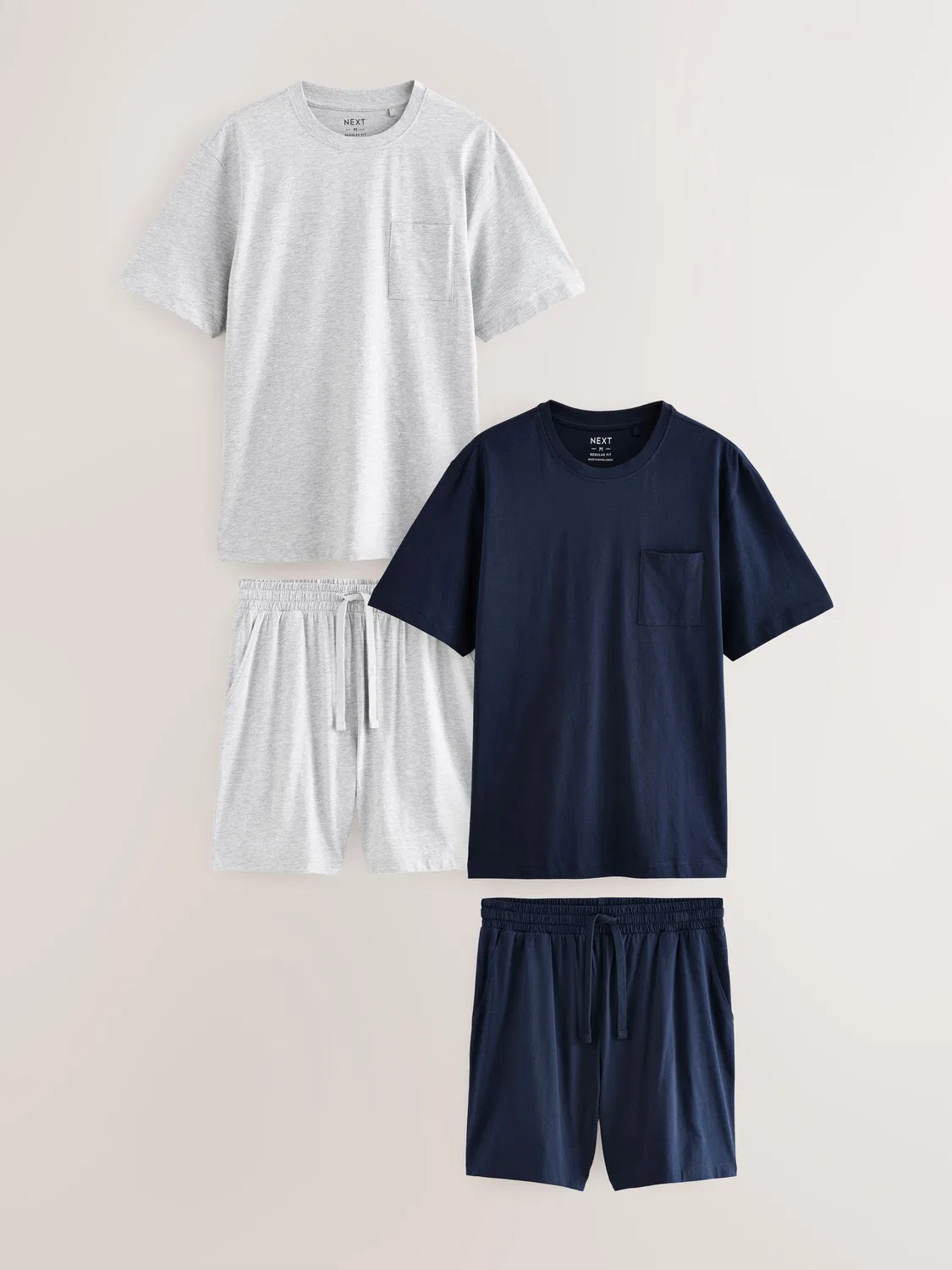 Пижамный комплект, хлопковый, Jersey Short Pyjamas Set 2 Pack Next, темно-синий/серый