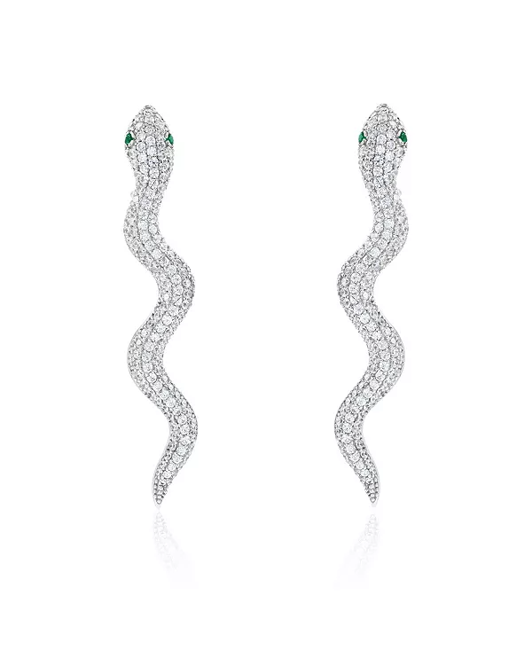 

Серьги-Капли в форме дикой змеи из стерлингового серебра с кубическим цирконием Suzy Levian New York, white