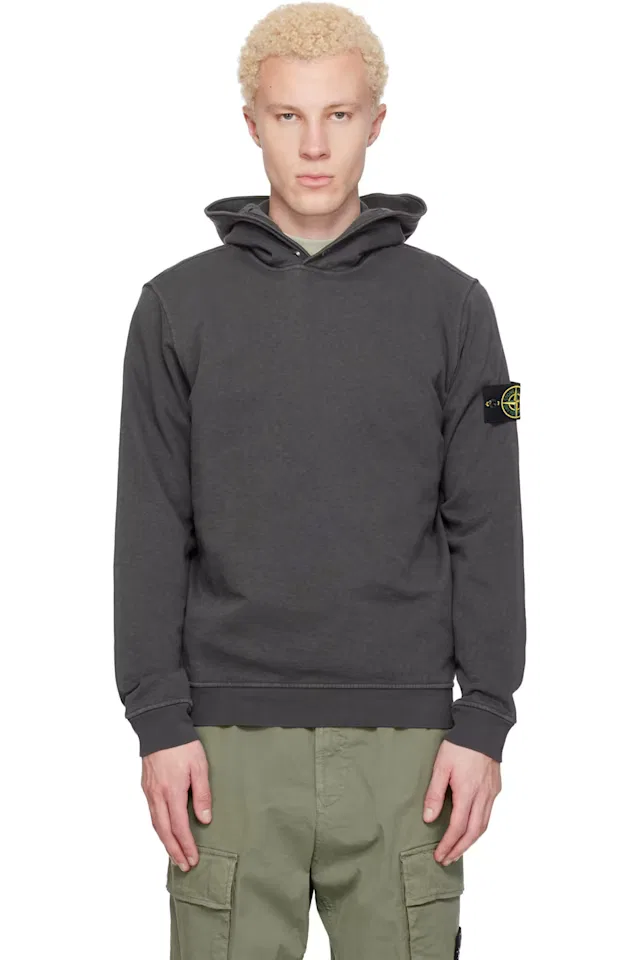 Серый худи с эффектом состаренности из флиса Malfilé Stone Island