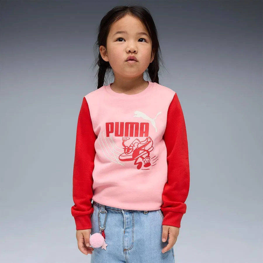 Детский свитшот с длинным рукавом Little Runners Crew Puma, Бежево-синий