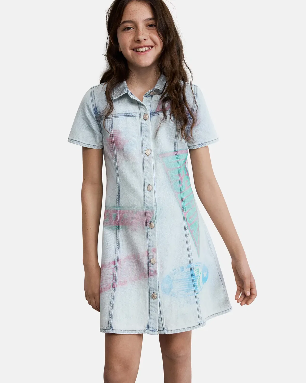 Детское платье для девочек джинсовое с принтом Desigual, Azul — фото 2